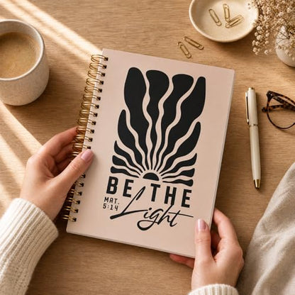 Inspirational Boho Christian Notebook - Religions Gift for Women, Be the Light Bible Verse Jounal, Christian Journaling for Church Notting Stationery Supplies - color: Be the Light