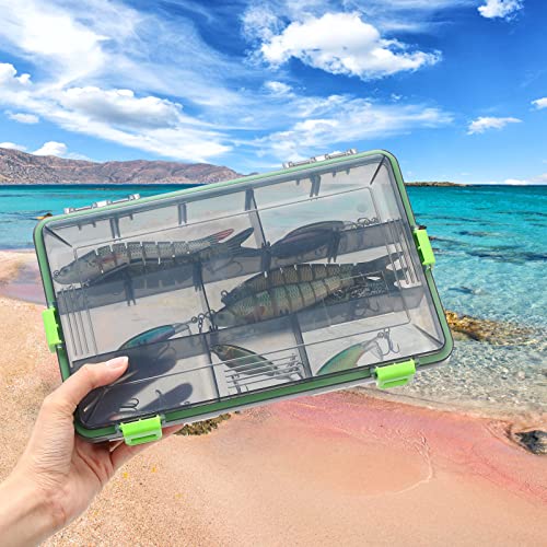 Ramede 6 Pcs Fishing Tackle Boxes Waterproof Airtight Plastic Tackle Box Organizer Transparent Fishing Tackle Storage with Adjustable Dividers for Terminal Tackle Lure Bait Hook(Small) - size: Small