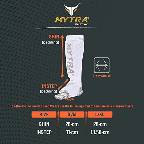 Mytra Fusion Shin Pads Instep Protector Kick Boxing Muay Thai Training Elasticated Shinpads (Green, S/M)