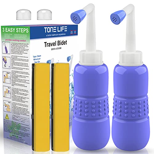 2 PCS Portable Bidet for Toilet, 450ml 15oz Handheld Travel Bidet, High Pressure Leakproof Personal Hygiene Bottle, Postpartum Perineal Cleaner for Women, Outdoor, Camping, Travel, Driver, Home Use - color: 450ml Blue X 2pcs 【hot Sales!】