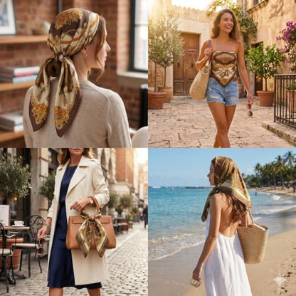 YOUR SMILE Silk Like Scarf Women's Fashion Pattern Large Square Satin Headscarf Headdress - color: 102