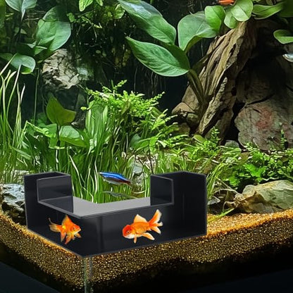 Aquarium Underground Corner Tunnel, Fish & Shrimp Hideout, 2 Pack (Black)