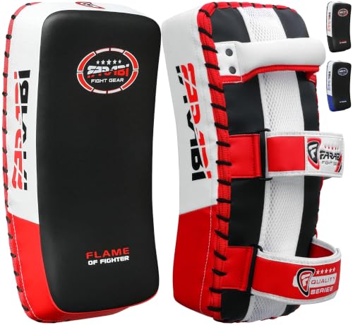 Farabi Thai Pad Training Kick Pad Curved Coaching Pad Kicking Mix Martial Arts x 1 Single Unit - color: Red (Pair)