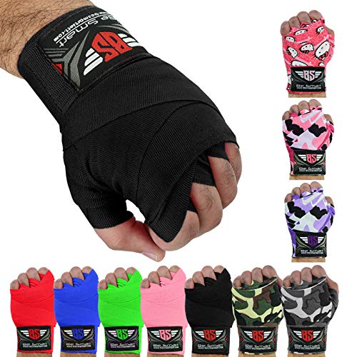 Boxing Hand Wraps 180" Wrist Bandages Fist Inner Gloves MMA,UFC, Muay Thai Pair - color: Black, size: 2.5 Meter