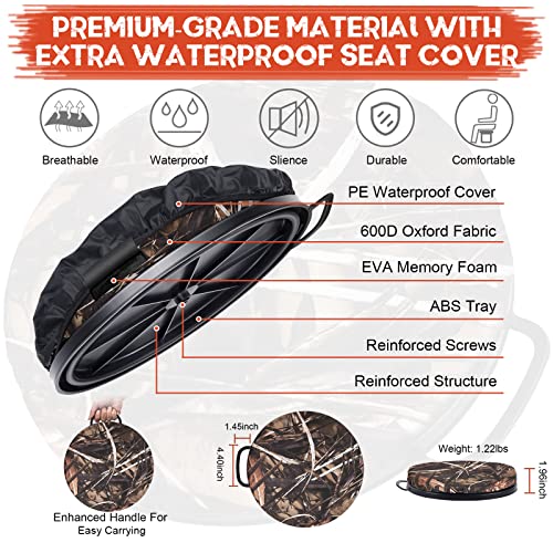 WarBull 5 Gallon Bucket Seat, 360-Degree Swivel Seat Foam Cushion Bucket Seat Lid with Waterproof Cover for Dove Duck Hunting, Fishing, Baseball, Gardening and Camping - color: Dry Grass Camo