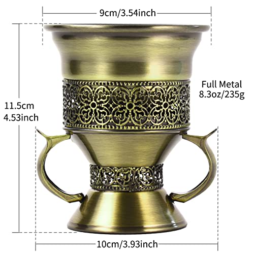 Frankincense Resin Incense Burner, Incense Censer, Bakhoor Burner, Charcoal Incense Burner, Incense Burner with Handle Tongs for Yoga, Spa Aromatherapy - color: Bronze