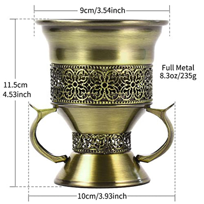Frankincense Resin Incense Burner, Incense Censer, Bakhoor Burner, Charcoal Incense Burner, Incense Burner with Handle Tongs for Yoga, Spa Aromatherapy - color: Bronze