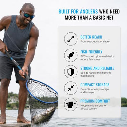 EGO S2 Kryptek Slider Fishing Net, Adjustable, Interchangeable Heads - size: Kryptek 29" to 60" Handle, 17" x 19" Hoop, style: Pvc Coated Mesh