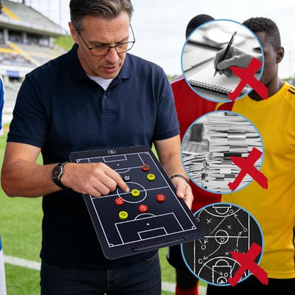 Soccer Coaching Board,Magnetic Electronic 16in LCD Coaching Board,Soccer Tactical Equipment Set,with Stylus Pen,27Pcs Tactical Magnetic Chess,Storage Bag,Soccer Training Equipment