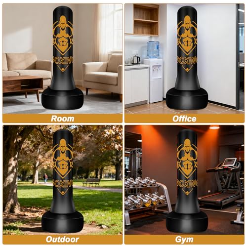 Freestanding Punching Bag for Adults, 70" Heavy Bag Inflatable Boxing Bag, Boxing Equipment Bag with Stand, Kickboxing Bag for Training Gym MMA Muay Thai Fitness