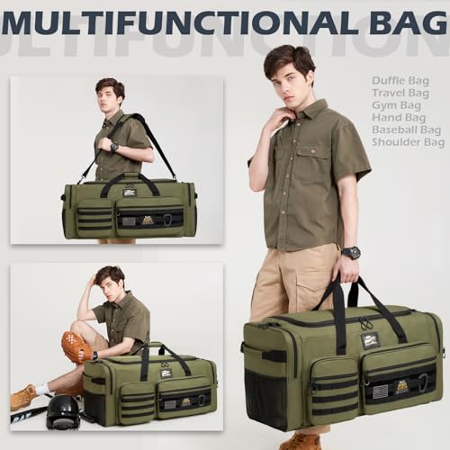 135L Large Duffle Bag, Heavy Duty Duffle Bag for Travel, Extra Large Sports Gym Equipment Bag for Soccer Baseball Basketball Hockey Football, Green - color: Green