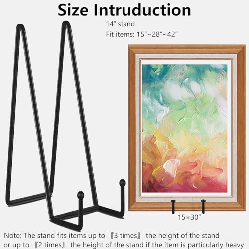 IBosins 5-Pack 14-Inch Plate Holder Display Stands Black Metal Frame Stand | Large Stand for Picture, Book, Photo, Easel, Creation, Collectibles - color: Black, size: 14 Inch