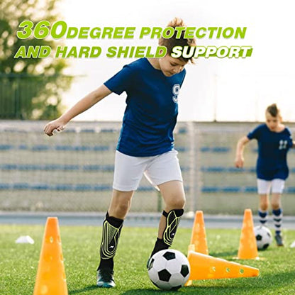 Soccer Football Shin Guards with Ankle Protection, Super Protective Flexible Low-Profile Adult,Youth, Junior - size: Small