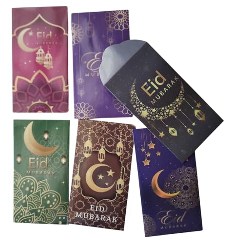Pack 6 Islam Money Envelopes with 6 Styles AMN-456 Eid Mubarak Arabic Calligraphy Cash Holder for Kids Muslim Eidil Fitr Ramadan Gift (Color Set 3) - color: Color Set 3