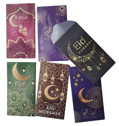 Pack 6 Islam Money Envelopes with 6 Styles AMN-456 Eid Mubarak Arabic Calligraphy Cash Holder for Kids Muslim Eidil Fitr Ramadan Gift (Color Set 3) - color: Color Set 3