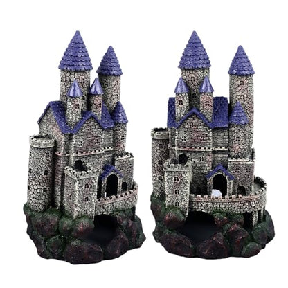 Aquarium Castle Decoration, Resin Aquarium Castle Decoration, Simulated Resin Hideout Cave Fish Tank House Ornament for Freshwater Saltwater