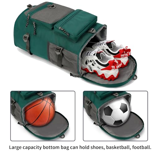 gym duffel bag backpack wrestling bag with shoe compartment 4 kinds of back method waterproof sports walking laptop - color: B-green