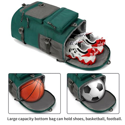 gym duffel bag backpack wrestling bag with shoe compartment 4 kinds of back method waterproof sports walking laptop - color: B-green