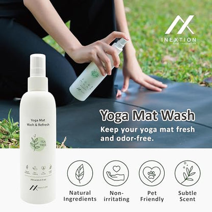 Yoga Mat Wash – Yoga Mat Spray for All Mats and Pilates, Yoga Accessories, Fitness Equipment and Gym Accessories Cleaner, Non-irritating, Non-alcohol - 8.45fl oz (Tea Tree) - color: Tea Tree