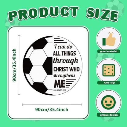 35.4Inch Soccer Bath Rug,Washable Soccer Sports Kids Room Rug Doormat,Non-Slip Play Mat Bathroom Rug, Christian Door Mat Floor Carpet, Suitable for Living Room Entryway Bathroom Kitchen Bedroom