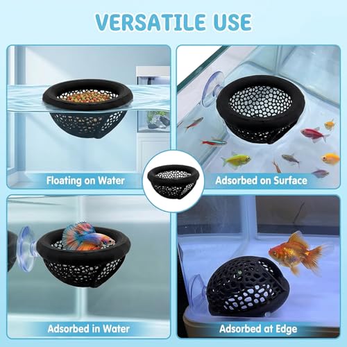 2 PCS Floating Hide with Suction Cups, Aquarium Betta Bed for Fish Tank, Beta Hammock for Fish, Floating Betta Hammock with Feeding Ring, Compact Design 10 cm x 5.6 cm