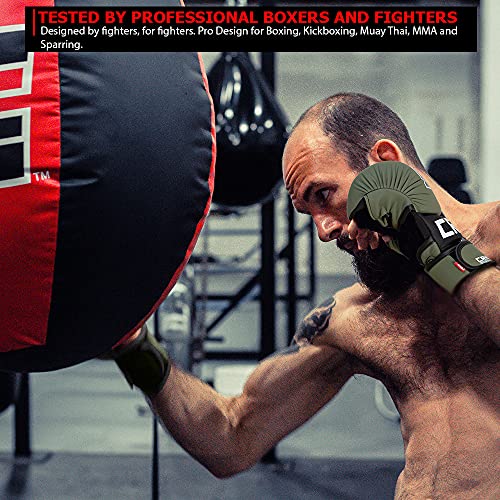 Combat Corner - MMA Spar Gloves for Men and Women - Kickboxing, MMA, Muay Thai Sparring Training Gloves | OD Green - size: Small-Medium