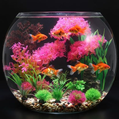 Suncalla 16 Pcs Aquarium Decor Artificial Plastic Plants Bulk Decorations Cave Rock Pink Cherry Blossom Tree Goldfish Betta Fish Tank Decorations Hides Accessories for Household Office Fish Tank