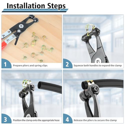 150Pcs Spring Band Hose Clamps Assortment Kit, Fuel Line Hose Clamps, Low Pressure Air Spring Clips for Silicone Vacuum Hose Pipe Clamps, 6 Sizes (7mm 8mm 9mm 10mm 11mm 12mm)
