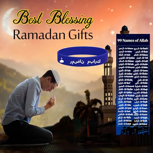 60 Sets Islamic Learning Gifts Bulk, Islamic Party Favors, 99 Names of Allah Bookmarks with Silicone Bracelets, Arabic English Muslim Gifts,Classroom Rewards, Muslim Educational Party Favors - style: Colorful-60