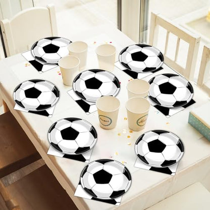 48Pcs Soccer Paper Plates and Napkins Sports Theme Party Decorations Sport Birthday Party Supplies Sports Theme Disposable Dinnerware Tableware for Soccer Fans Boys Girls Baby Shower Serves 24 - style: Soccer