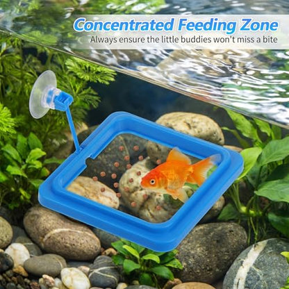 4 Pcs Fish Feeding Ring for Aquarium, Square and Round Floating Aquarium Food Feeder for Betta and Goldfish Turtle & Small Fishes, Fish Tank Accessories for Efficient Feeding Management
