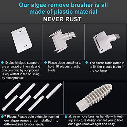 saltwater aquarium cleaner fish tank scraper cleaning tools 17.7-48 Inch long for cleaning acrylic or glass saltwater marine tank NEVER RUST