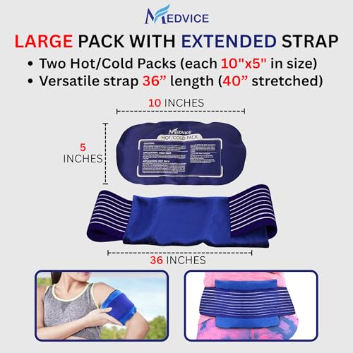 Reusable Hot and Cold Ice Packs for Injuries (3-Piece Set), Joint Pain | Gel Ice Packs - Muscle Soreness and Body Inflammation Support - Adjustable & Flexible for Knees, Back, Shoulders, Arms & Legs