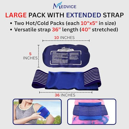 Reusable Hot and Cold Ice Packs for Injuries (3-Piece Set), Joint Pain | Gel Ice Packs - Muscle Soreness and Body Inflammation Support - Adjustable & Flexible for Knees, Back, Shoulders, Arms & Legs