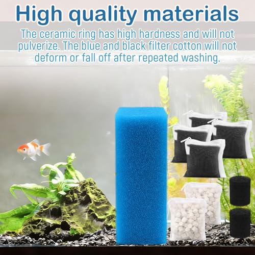 Aquarium Media Maintenance Kit Replacement for Fluval AC110 Power Filter | Includes 1 Blue Foam Filters, 2 Intake Strainer Sponge,2Pack Ceramic Rings and 4 Pack Activated Carbon