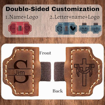 Personlized Magnetic Leather Bookmarks with Pen Holder, Customized Book Marks Clip 26 Letters Bookmark for Reading Women, Men, Cute Initials Book Markers for Book Lovers (Style1) : Office Products