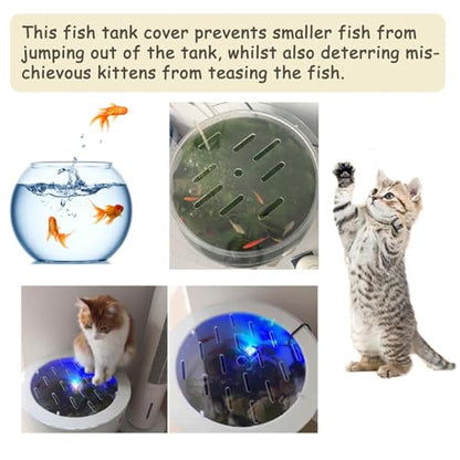1 Pcs Fish Tank Top Cover, Aquarium Cover Lid, Acrylic Aquarium Anti-Jumping Lid with Hole to Prevent Fish, Reptiles and Turtles from Jumping Out of The Tank, Thick 3mm (Diameter 7.8inches)