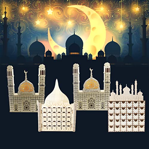 Ramadan Countdown Calendar, Wooden Ramadan Advent Countdown Calendar, Wooden Drawer Muslim Ramadan Decoration for Home Office Table Eid Party Decor