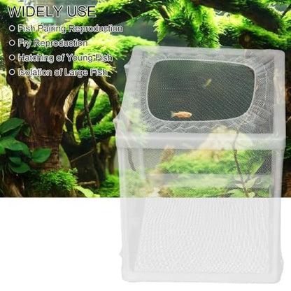 Aquarium Breeder Box with Suction Cups Partition Design Detachable Isolation Hatchery for Fish Fry Tank Breeding Plastic Mesh (S) - size: S