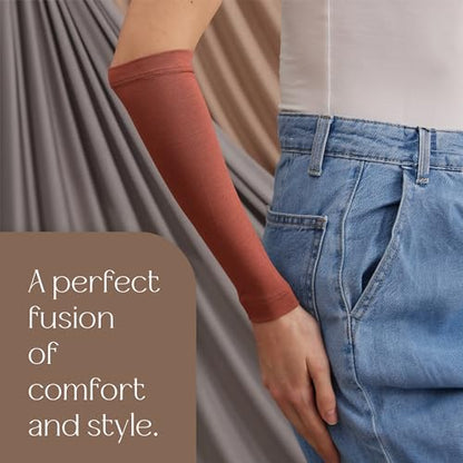 Modest Arm Cover | Jersey Arm Cover | Modest Sleeve Covering for Muslim Women - color: Redwood