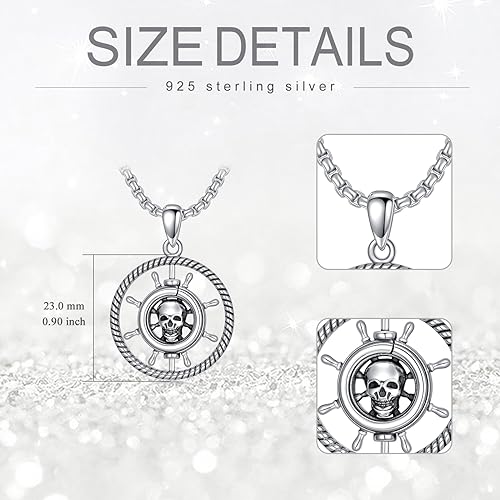 S925 스털링 실버 포세이돈 삼지창/평화 사인/공존 평화 상징/해적/화살촉/생명의 꽃/토르의 망치 주얼리 목걸이 선물 여성 남성용 - style: 해적