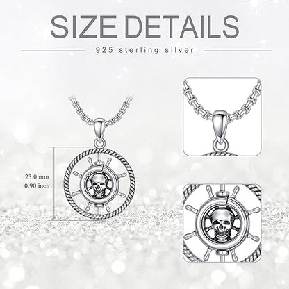 S925 스털링 실버 포세이돈 삼지창/평화 사인/공존 평화 상징/해적/화살촉/생명의 꽃/토르의 망치 주얼리 목걸이 선물 여성 남성용 - style: 해적