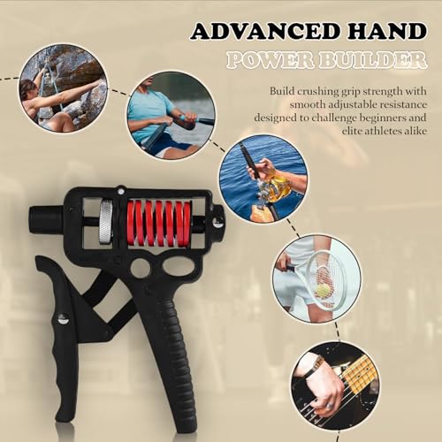 Adjustable 10–400 lb Grip Strength Trainer (Premium Adjustable Grip Strengthener for Forearm Training) Alloy Frame, Titanium-Plated Steel, TPR Non-Slip Handles | Color Black