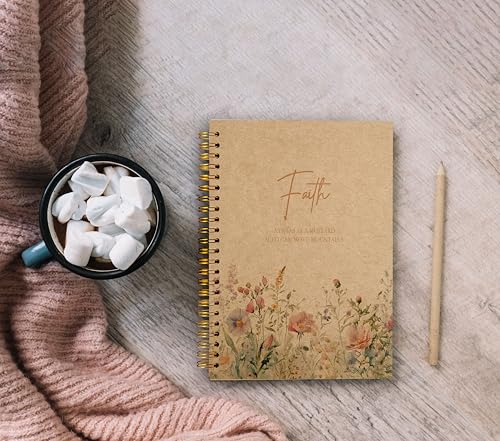 Faith Can Move Mountains Christian Notebook Journal - Inspirational Christian Gifts for Women, Bible Journal Notebooks for Note Taking, Bible Journaling Notebook, Spiral Notebook 5.5x8.3 Kraft Paper - color: 11-Christian-notebook