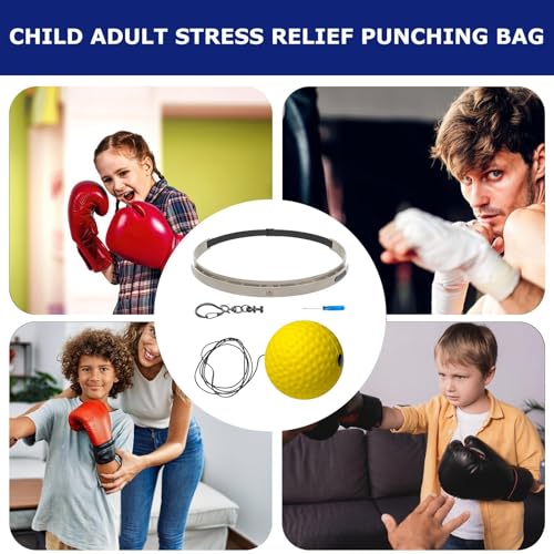 Boxing Ball with Headband - Wearable Punching Speed,Silicone Headband Boxing Trainer Ball,for Living Room Bedroom Dormitory Gym Men Women Beginners Teens - color: yellow soft ball