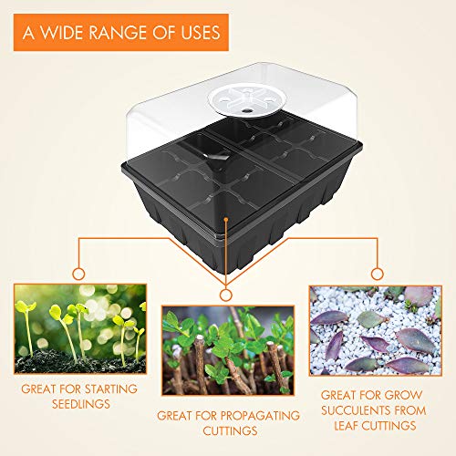 Gardzen 10 Pack Seed Starter Trays with Adjustable Vented Dome 120 Cell Clear - color: Clear Trays