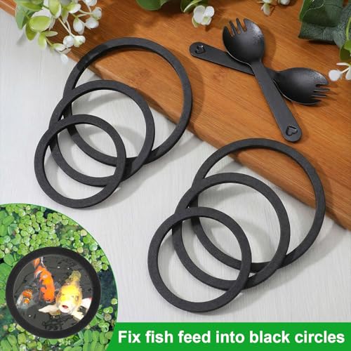 6PCS Aquarium Floating Plant Corral, Round Black EVA Fish Feeding Ring Set, Fish Tank Accessories for Mini Betta Tank, Floating Plants Holder|Feeder|Corral - style: 6 Round
