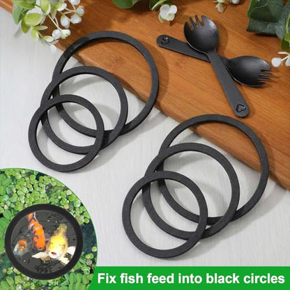 6PCS Aquarium Floating Plant Corral, Round Black EVA Fish Feeding Ring Set, Fish Tank Accessories for Mini Betta Tank, Floating Plants Holder|Feeder|Corral - style: 6 Round