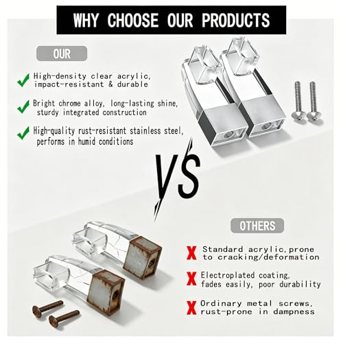 Compatible with Alumax/Basco Shower Door Parts - 4 Pack Clear Acrylic Towel Bar Brackets Replacement Parts for Framed Sliding Glass Shower Door Handle - Towel Bar NOT Included