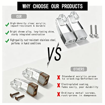 Compatible with Alumax/Basco Shower Door Parts - 4 Pack Clear Acrylic Towel Bar Brackets Replacement Parts for Framed Sliding Glass Shower Door Handle - Towel Bar NOT Included